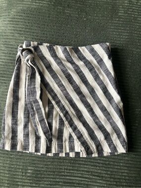 By Together Black and White Striped Wrap Mini Skirt